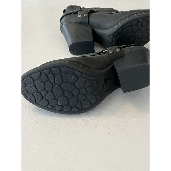 Born BOC Ankle Boots Womens Size 7.5 Black Leather Motorcycle Shoes Western - Picture 5 of 11